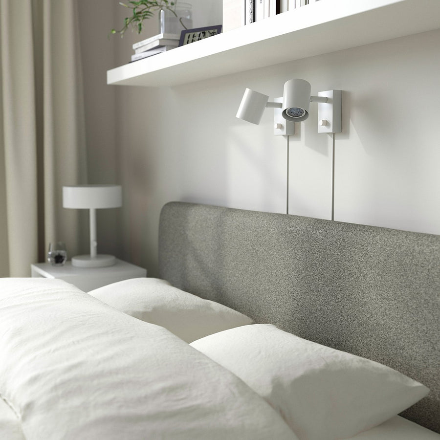 SLATTUM slipcover for headboard, Öreryd grey/beige, 160 cm