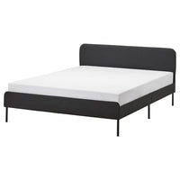 SLATTUM upholstered bed frame, Vissle dark grey, 140x200 cm