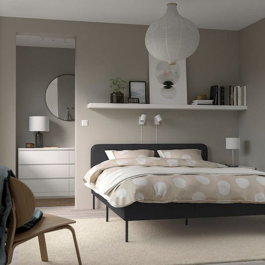 Ikea SLATTUM - Upholstered bed frame, Vissle dark grey,160x200 cm