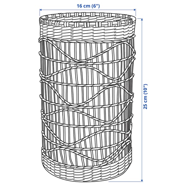 SLIPPRIG lantern for block candle, handmade sedge, 16 cm