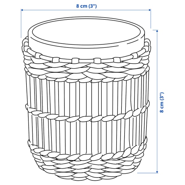 SLIPPRIG tealight holder, handmade sedge, 8 cm