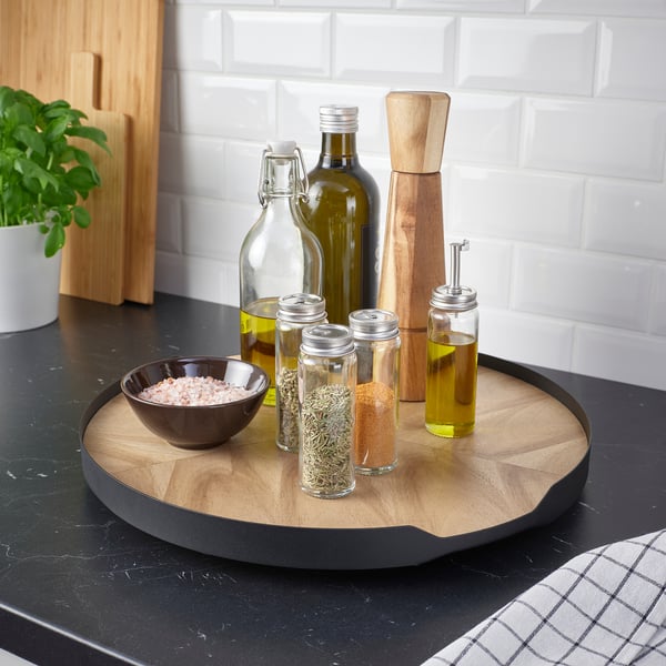 SMÅÄTA lazy Susan, acacia veneer, 42 cm