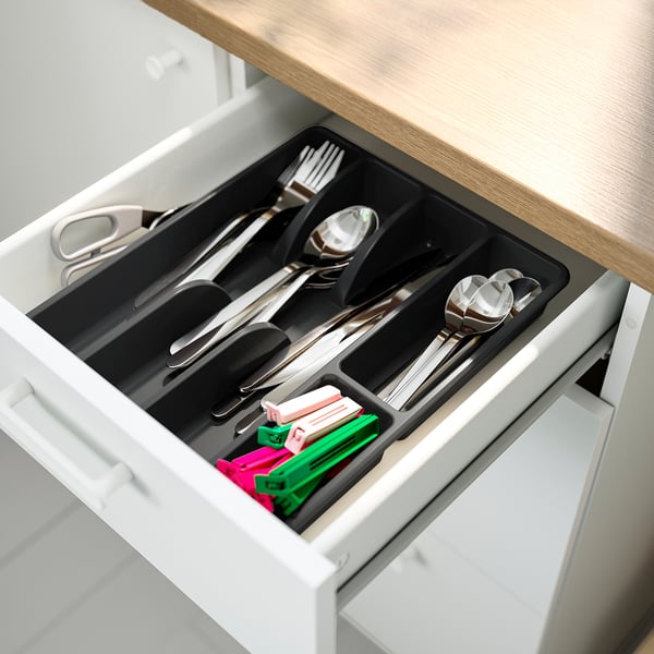 SMÄCKER cutlery tray, anthracite, 31x26 cm