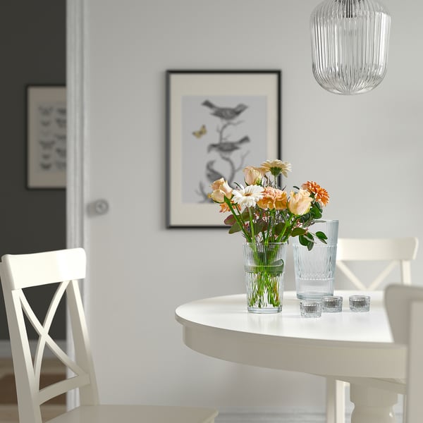 SMÄLLSPIREA vase, clear glass/patterned, 17 cm