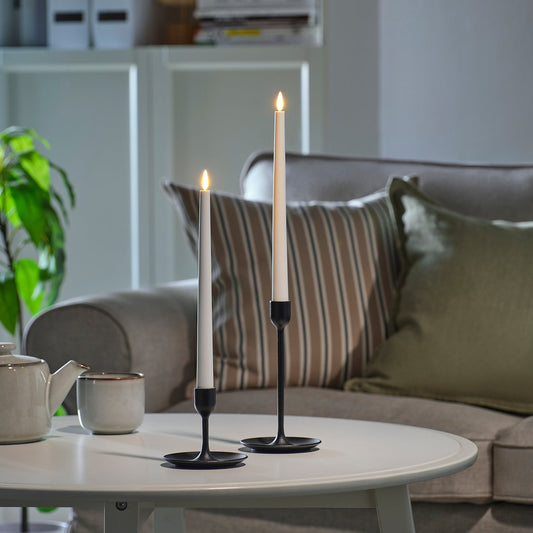 SMÅLOM LED taper candle, battery-operated white, 22 mm, 2 pack