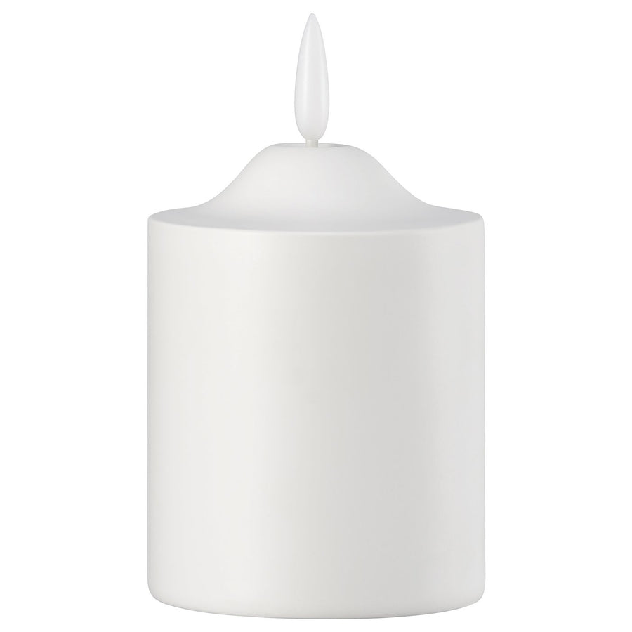 SMÅLOM LED pillar candle, battery-operated white, 9 cm