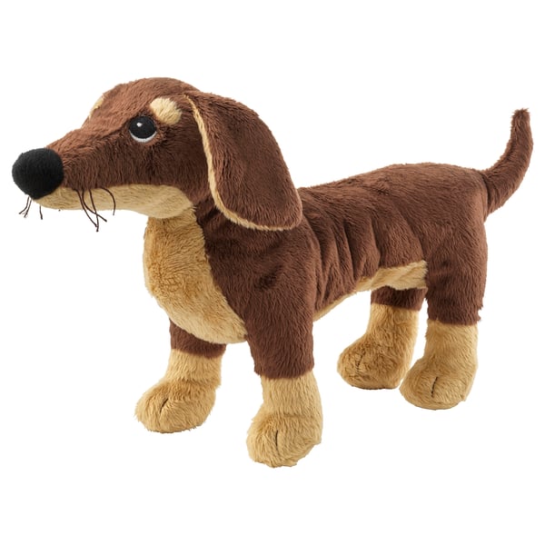 SMÅSLUG soft toy, dog/brown