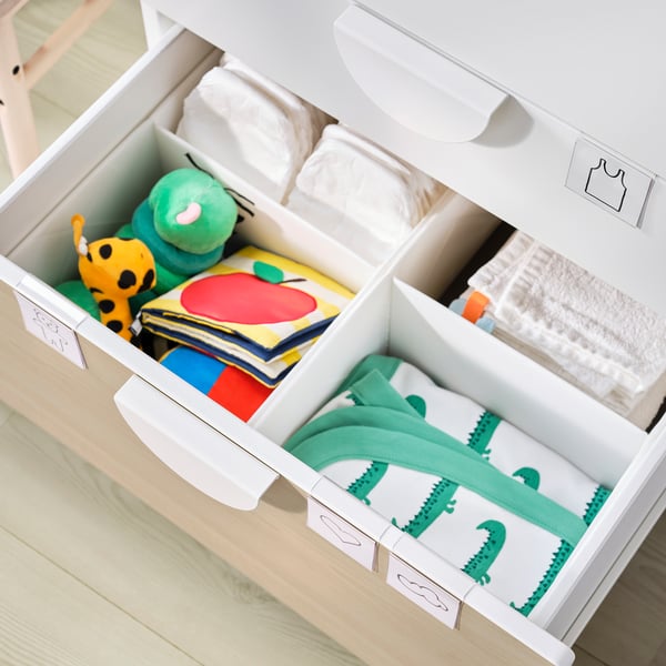 SMÅSTAD changing table, white birch/with 3 drawers, 90x79x100 cm
