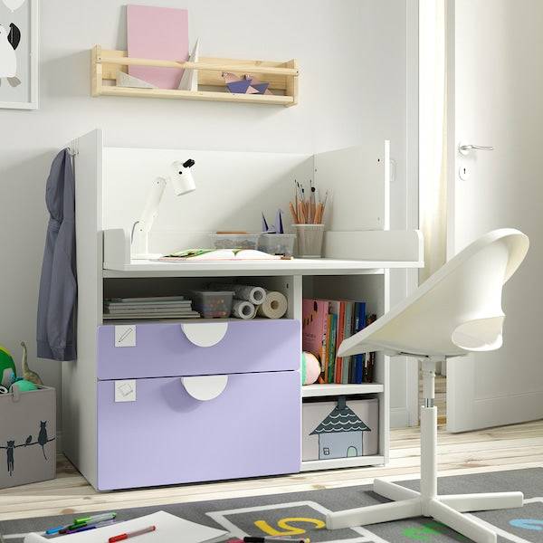 SMÅSTAD changing table, white lilac/with 3 drawers, 90x79x100 cm