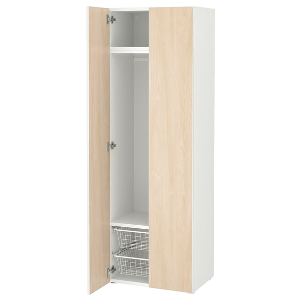 SMÅSTAD wardrobe, white/birch effect, 60x42x181 cm