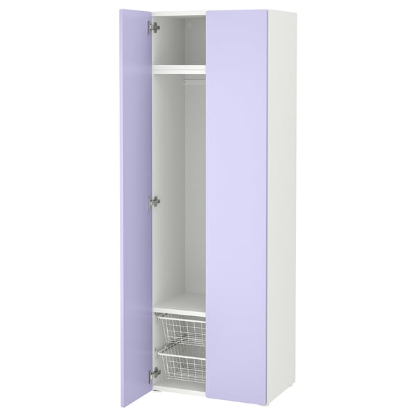 SMÅSTAD wardrobe, white/lilac, 60x42x181 cm