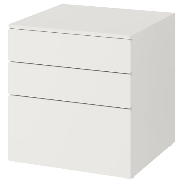 SMÅSTAD / PLATSA chest of 3 drawers, white/white, 60x57x63 cm