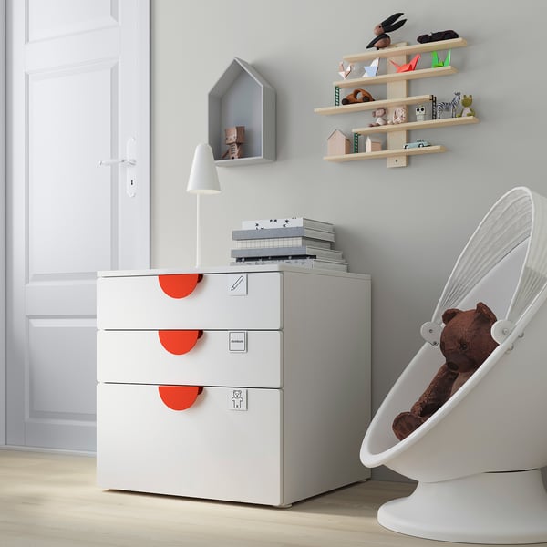 SMÅSTAD / PLATSA chest of 3 drawers, white/white, 60x57x63 cm