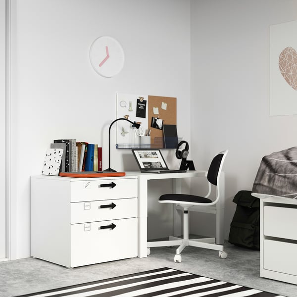 SMÅSTAD / PLATSA chest of 3 drawers, white/white, 60x57x63 cm