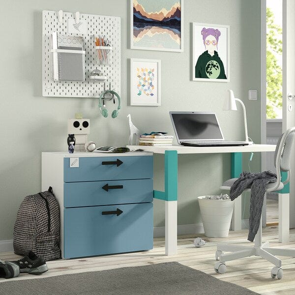 Ikea SMÅSTAD / PLATSA - Chest of 3 drawers, white/blue, 60x42x63 cm