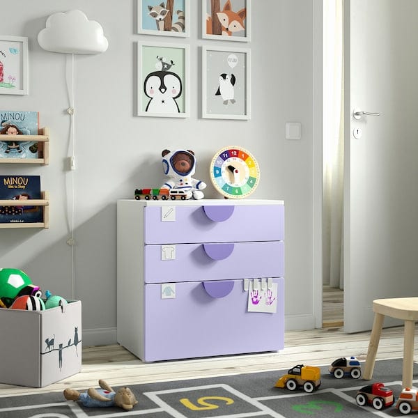 Ikea SMÅSTAD / PLATSA - Chest of 3 drawers, white/lilac, 60x42x63 cm