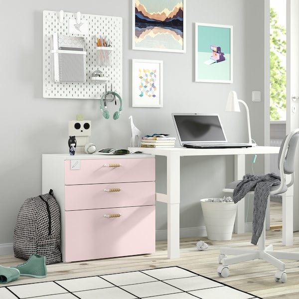 Ikea SMÅSTAD / PLATSA - Chest of 3 drawers, white/pale pink, 60x42x63 cm