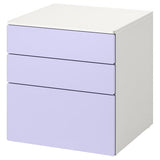 SMÅSTAD / PLATSA chest of 3 drawers, white/lilac, 60x57x63 cm