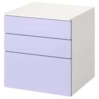 SMÅSTAD / PLATSA chest of 3 drawers, white/lilac, 60x57x63 cm