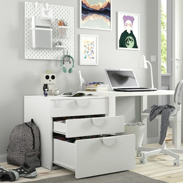 Ikea SMÅSTAD / PLATSA - Chest of 3 drawers, white/blue, 60x57x63 cm