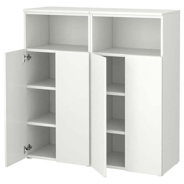 SMÅSTAD / PLATSA storage combination, white/white with 6 shelves, 120x42x123 cm