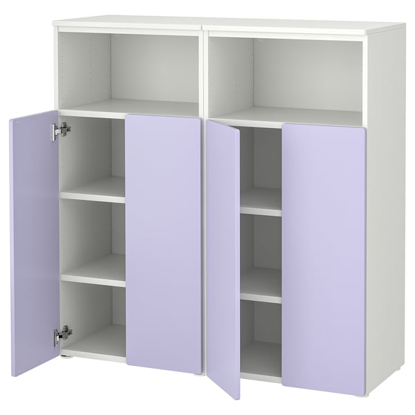 SMÅSTAD / PLATSA storage combination, white/lilac with 6 shelves, 120x42x123 cm