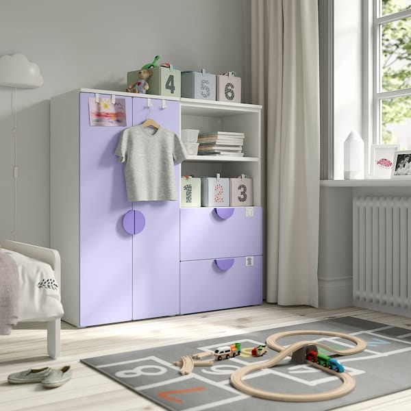Ikea SMÅSTAD / PLATSA - Storage combination, white/lilac, 120x42x123 cm