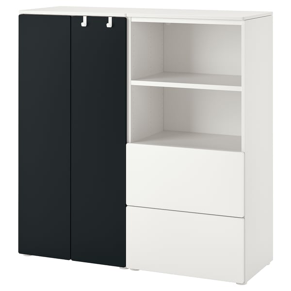 SMÅSTAD / PLATSA storage combination, white/blackboard surface, 120x42x123 cm