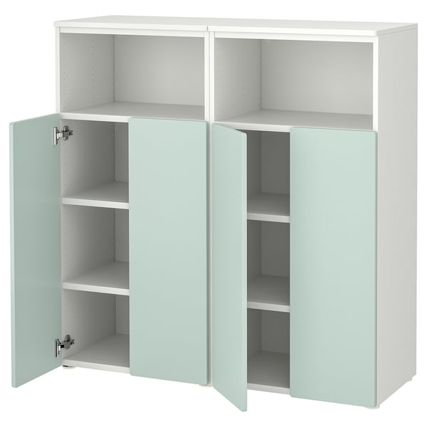 SMÅSTAD / PLATSA storage combination, white/light green with 6 shelves, 120x42x123 cm