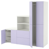 SMÅSTAD / PLATSA storage combination, white/lilac, 180x57x181 cm