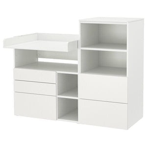 Ikea SMÅSTAD / PLATSA - Changing table, white white/with bookcase, 150x79x123 cm