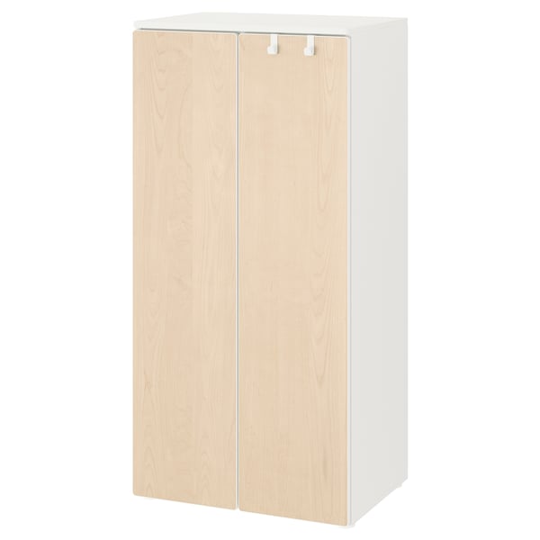 SMÅSTAD / PLATSA wardrobe, white/birch, 60x42x123 cm