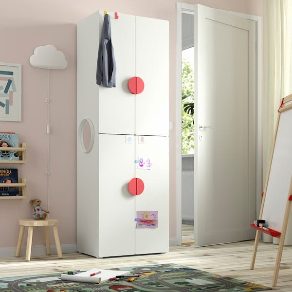 Ikea SMÅSTAD / PLATSA - Wardrobe, white white/with 2 clothes rails, 60x42x181 cm