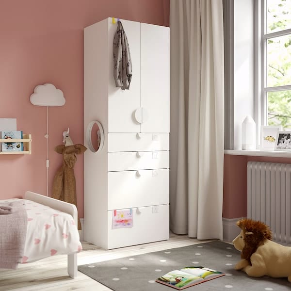 Ikea SMÅSTAD / PLATSA - Wardrobe, white white/with 4 drawers, 60x42x181 cm