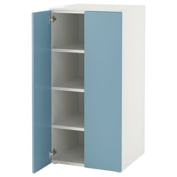 Ikea SMÅSTAD / PLATSA - Wardrobe, white blue/with 3 shelves, 60x57x123 cm