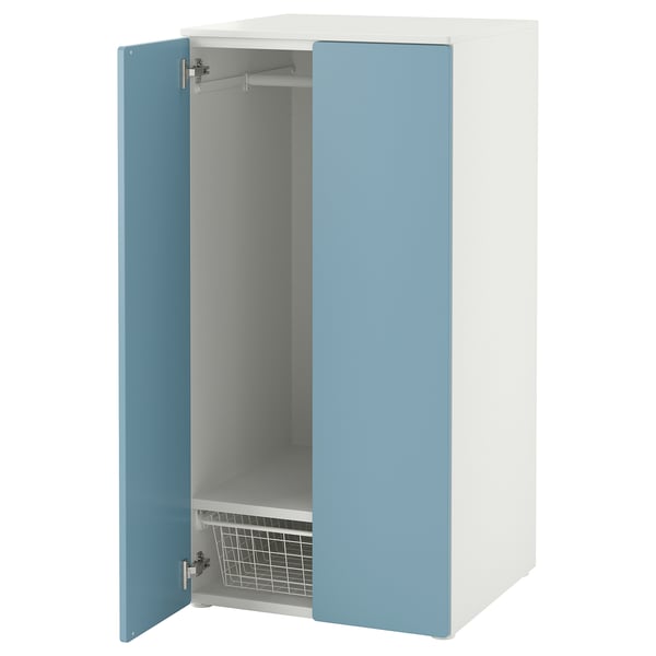 SMÅSTAD / PLATSA wardrobe, white/blue, 60x57x123 cm