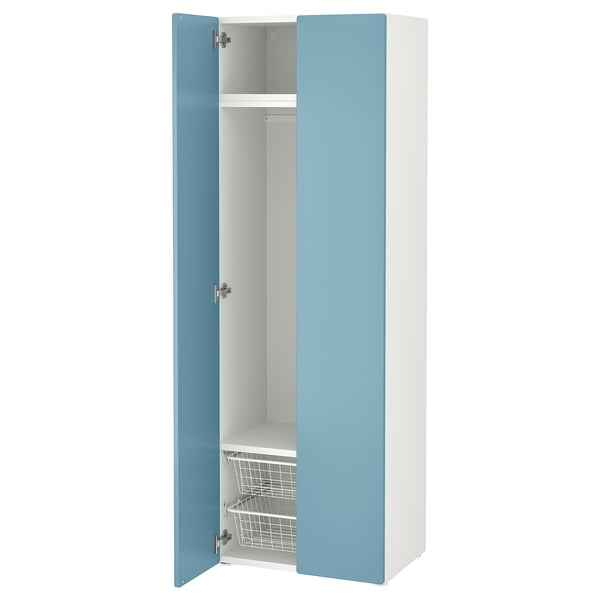 SMÅSTAD / PLATSA wardrobe, white/blue, 60x42x181 cm