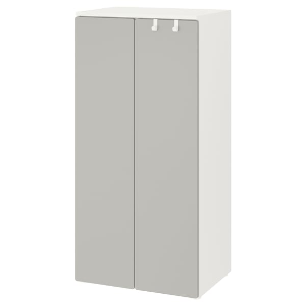 SMÅSTAD / PLATSA wardrobe, white/grey, 60x42x123 cm