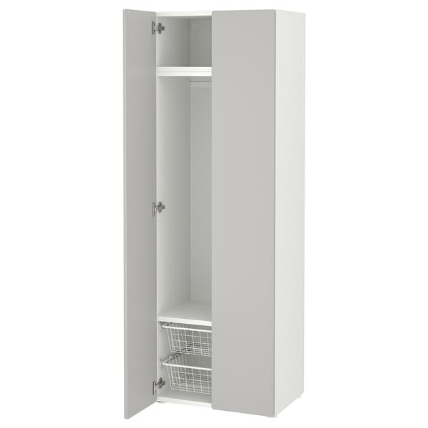SMÅSTAD / PLATSA wardrobe, white/grey, 60x42x181 cm