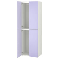 SMÅSTAD / PLATSA wardrobe, white lilac/with 2 clothes rails, 60x42x181 cm