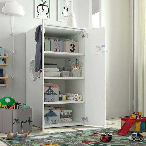 Ikea SMÅSTAD / PLATSA - Wardrobe, white pale pink/with 3 shelves, 60x57x123 cm