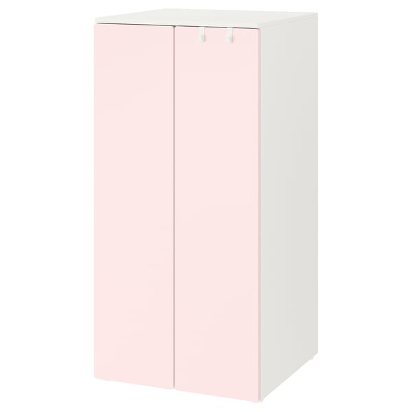SMÅSTAD / PLATSA wardrobe, white/pale pink, 60x57x123 cm