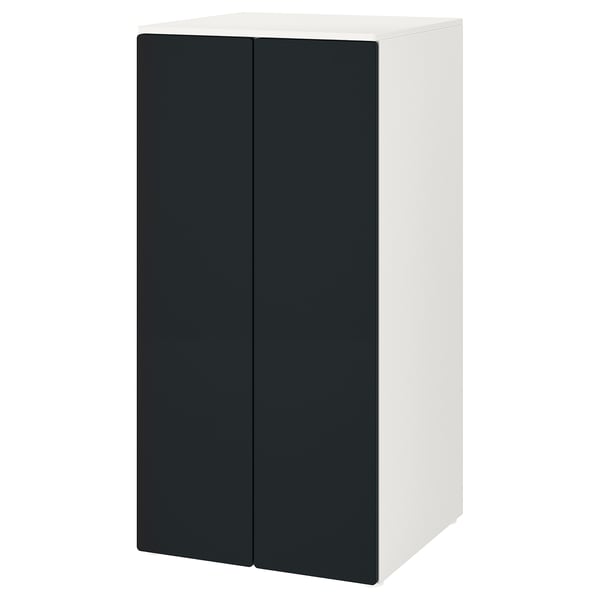 SMÅSTAD / PLATSA wardrobe, white blackboard surface/with 3 shelves, 60x57x123 cm