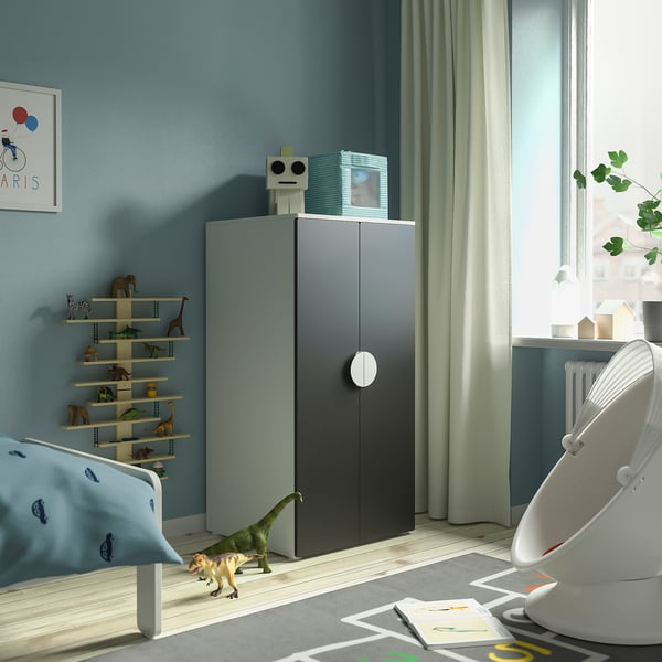 SMÅSTAD / PLATSA wardrobe, white/blackboard surface, 60x57x123 cm