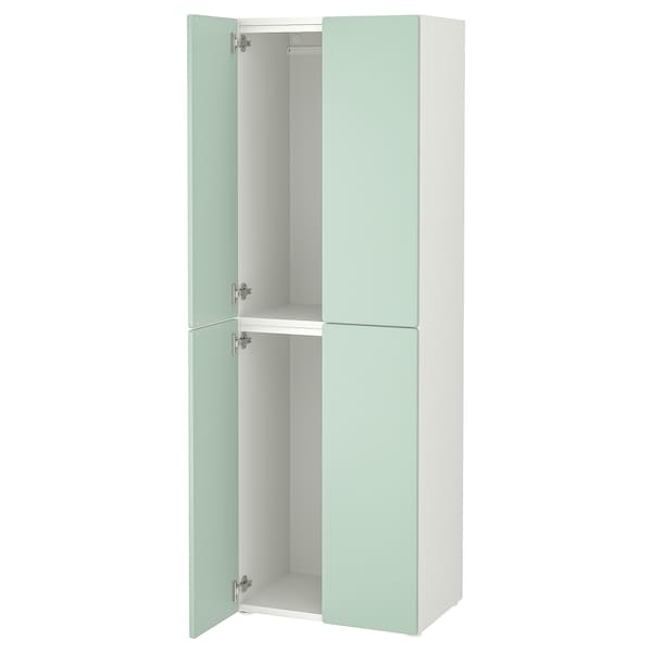 Ikea SMÅSTAD / PLATSA - Wardrobe, white light green/with 2 clothes rails, 60x42x181 cm