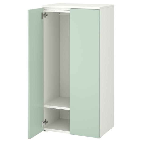 SMÅSTAD / PLATSA wardrobe, white/light green, 60x42x123 cm
