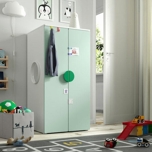 Ikea SMÅSTAD / PLATSA - Wardrobe, white/light green, 60x57x123 cm