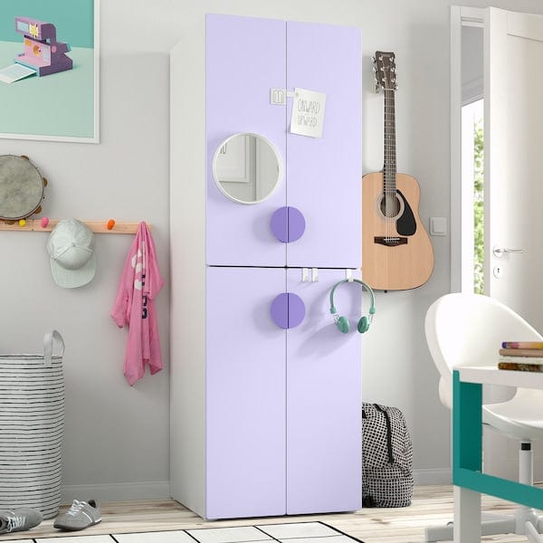 Ikea SMÅSTAD / PLATSA - Wardrobe, white lilac/with 2 clothes rails, 60x57x181 cm