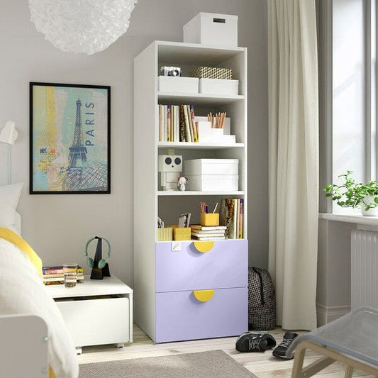 Ikea SMÅSTAD / PLATSA - Bookcase, white lilac/with 2 drawers, 60x57x181 cm