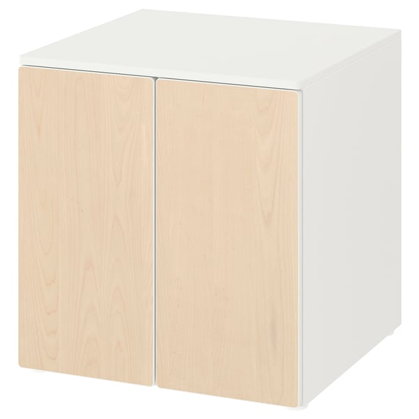 SMÅSTAD / PLATSA cabinet, white birch/with 1 shelf, 60x57x63 cm